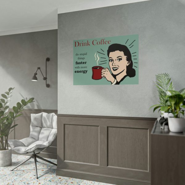 Retro Coffee Drinking Woman Poster