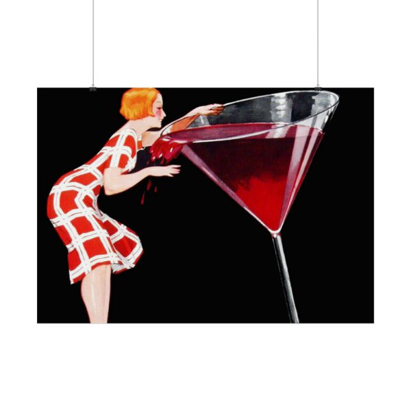 92409-476.jpg Woman Drinks From Large Wine Glass Poster