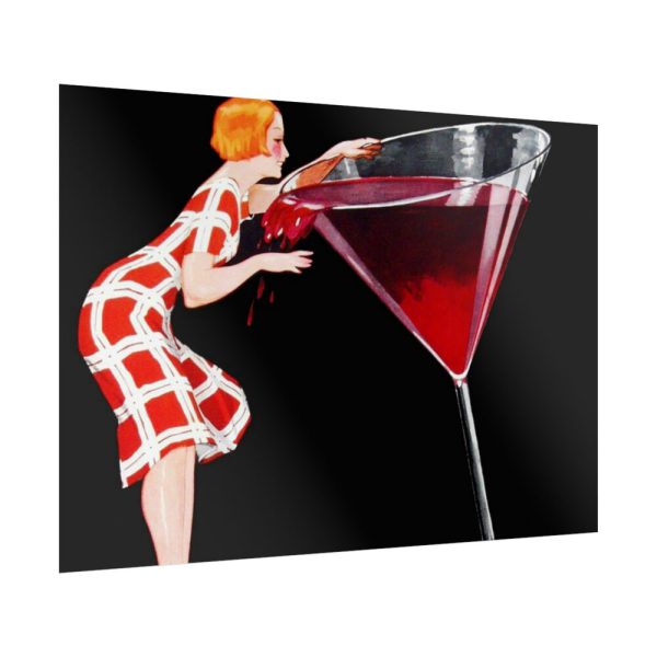 92409-477.jpg Woman Drinks From Large Wine Glass Poster
