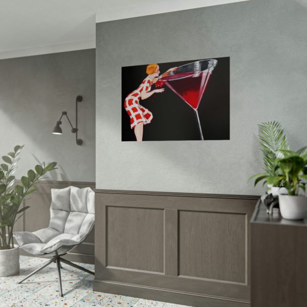 92409-479.jpg Woman Drinks From Large Wine Glass Poster