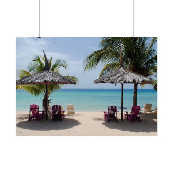 Sunny Beach With Palm Tree Poster