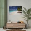 Tropical Beach, Trees, Shoreline in Summer Poster