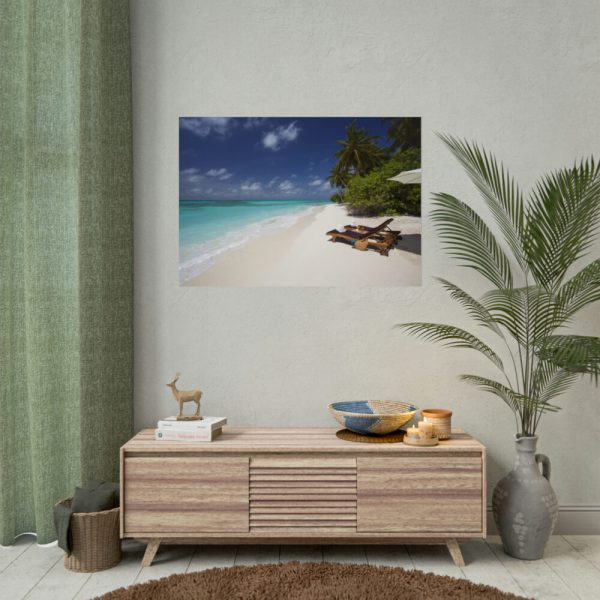 Tropical Beach, Trees, Shoreline in Summer Poster