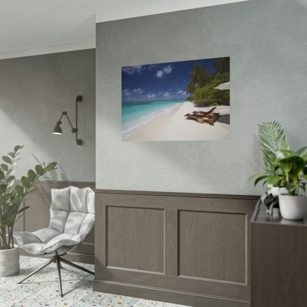 Tropical Beach, Trees, Shoreline in Summer Poster