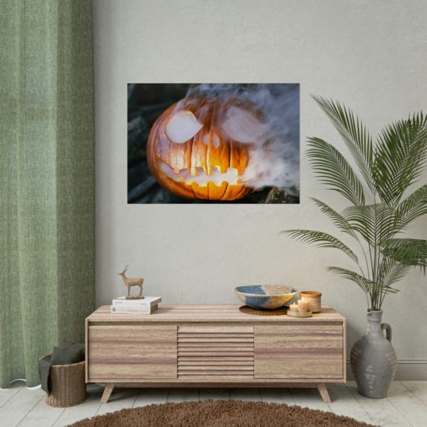 92409-83.jpg Carved Halloween Pumpkin With Smoke Poster