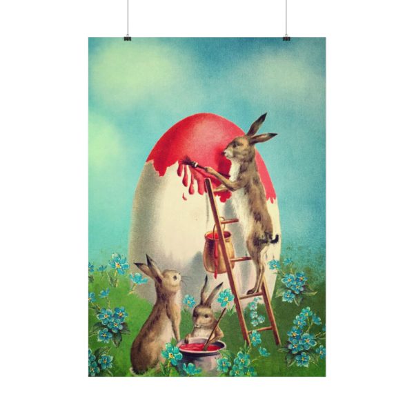 Easter Bunny Paints Eggs Poster