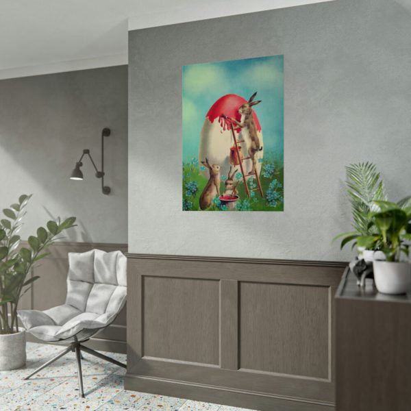 Easter Bunny Paints Eggs Poster