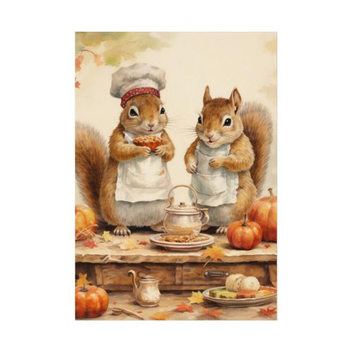 92410-150.jpg Autumn Fall Squirrels With Pumpkins Poster