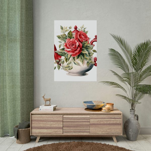Floral Teapots Background Art Poster