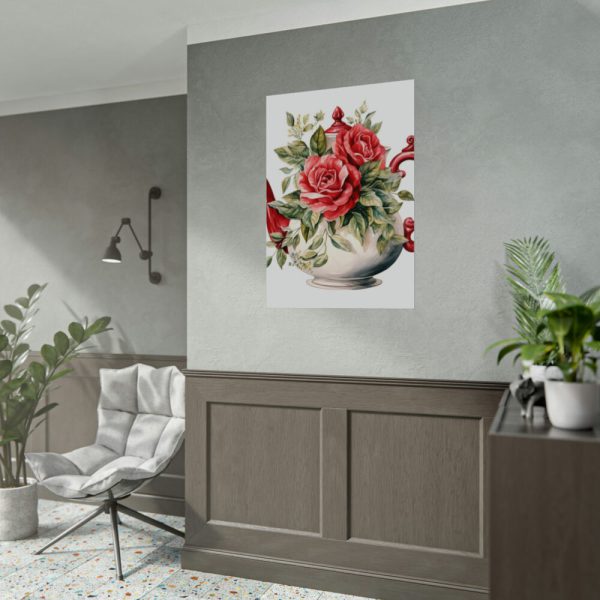 Floral Teapots Background Art Poster