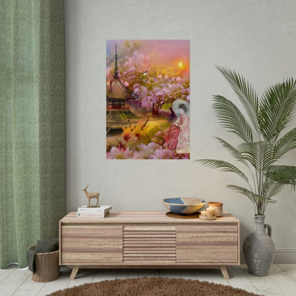 92410-3.jpg Nihon Kenchiku Within a Pink Flowers Poster