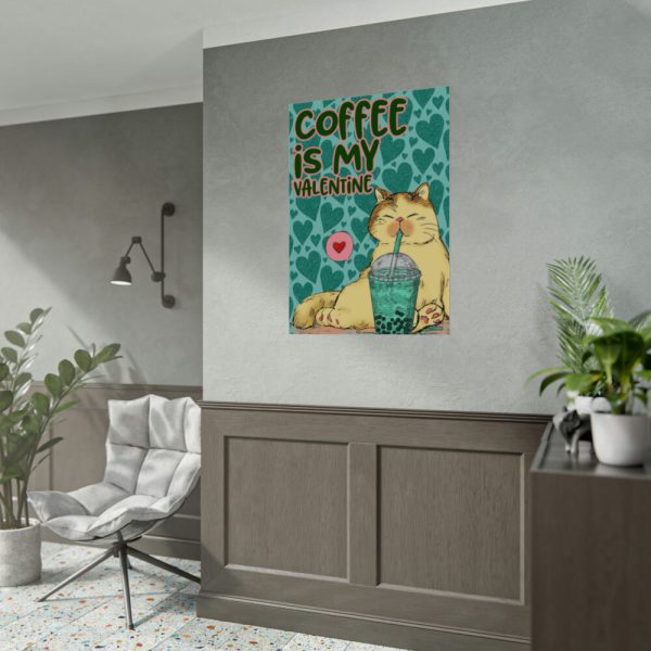 Coffee Cat Valentine Poster