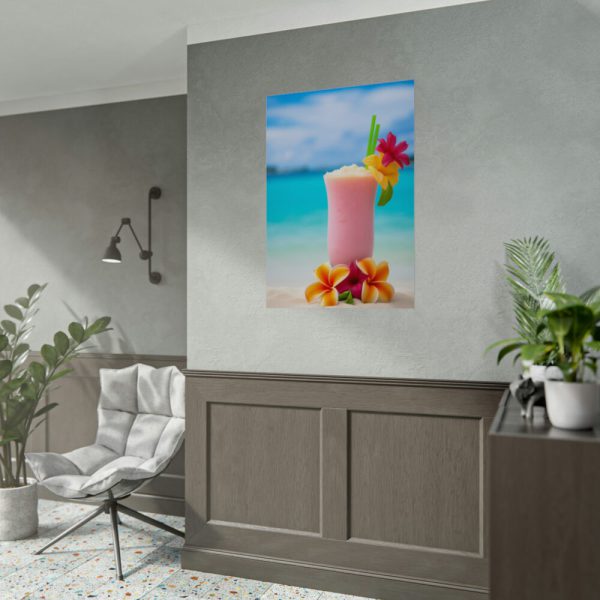 92410-449.jpg Tropical Colorful Drink on the White Sand Beach Poster
