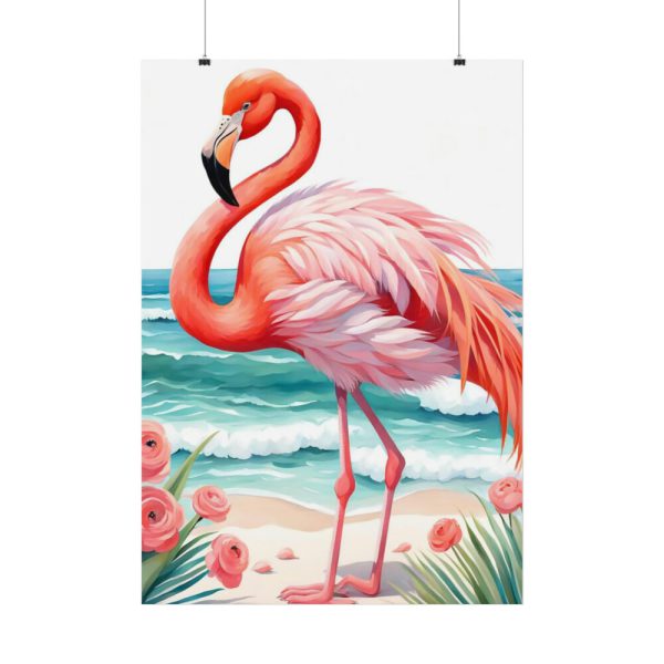 Flamingo On Tropical Beach Poster