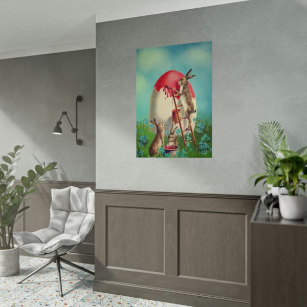 Easter Bunny Paints Eggs Poster