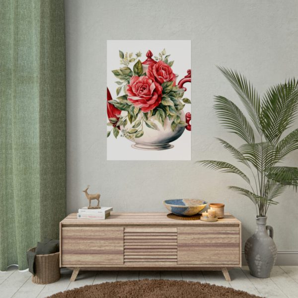 Floral Teapots Background Art Poster