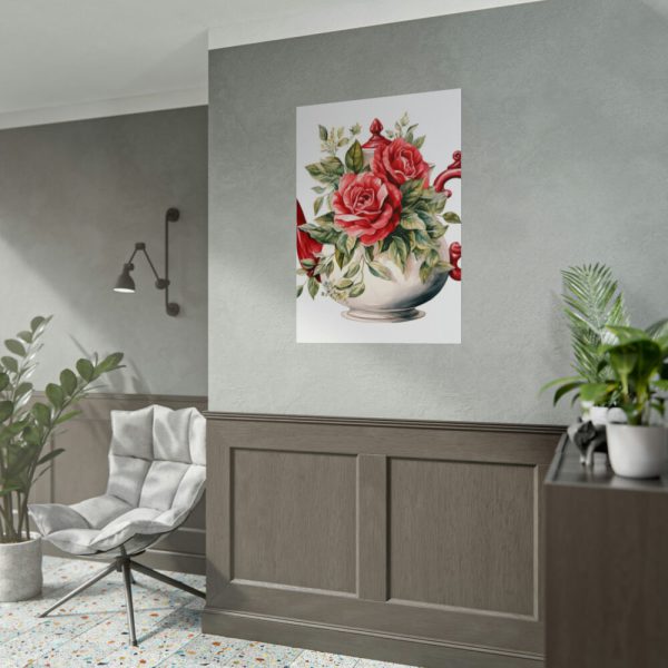 Floral Teapots Background Art Poster