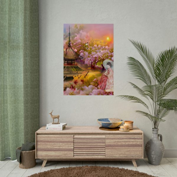 92411-3.jpg Nihon Kenchiku Within a Pink Flowers Poster