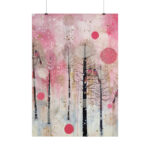 Whimsical Pink Winter Forest Art Poster - Image 7