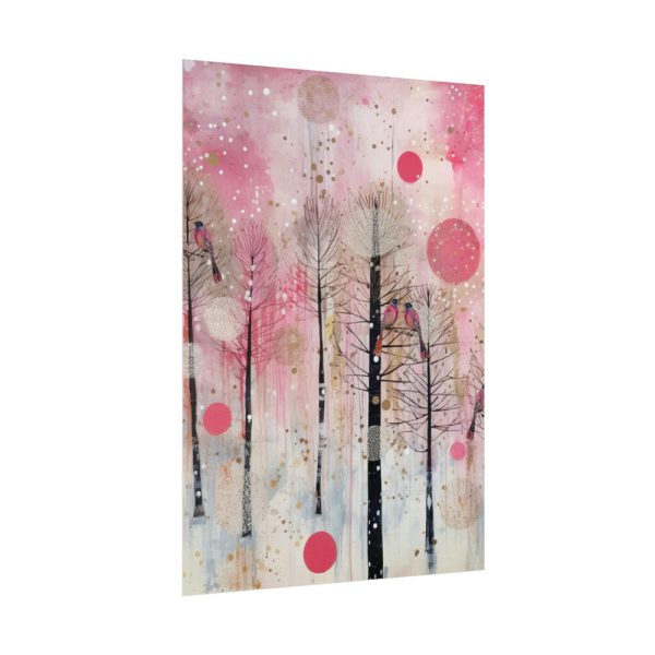 92411-327.jpg Whimsical Pink Winter Forest Art Poster