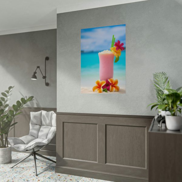 92411-454.jpg Tropical Colorful Drink on the White Sand Beach Poster