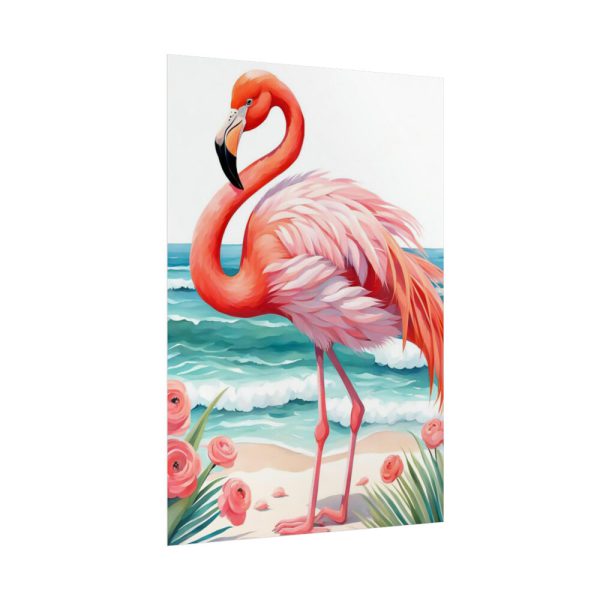 Flamingo On Tropical Beach Poster