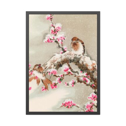 Bird Perching on Tree Top Framed Poster