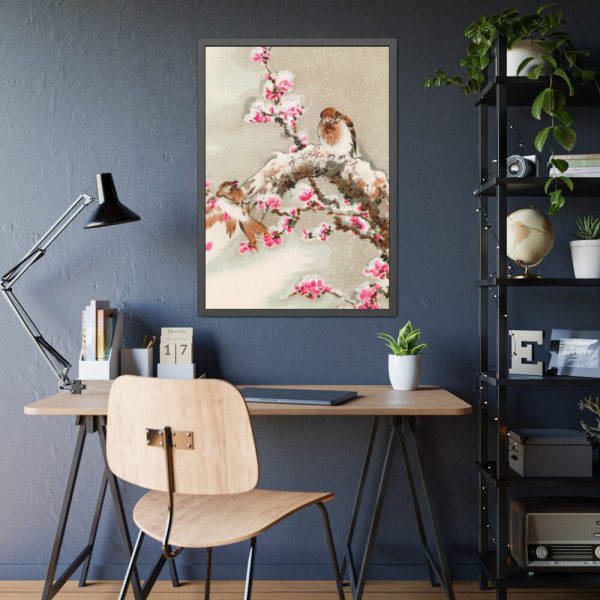 Bird Perching on Tree Top Framed Poster