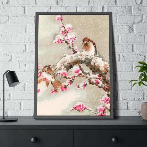 Bird Perching on Tree Top Framed Poster