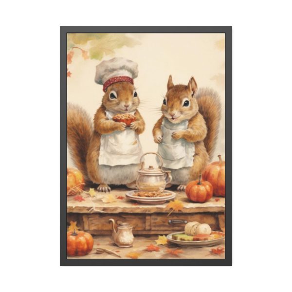 93830-120.jpg Autumn Fall Squirrels With Pumpkins Framed Poster