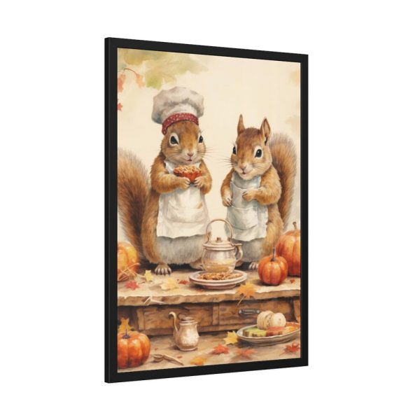 93830-121.jpg Autumn Fall Squirrels With Pumpkins Framed Poster