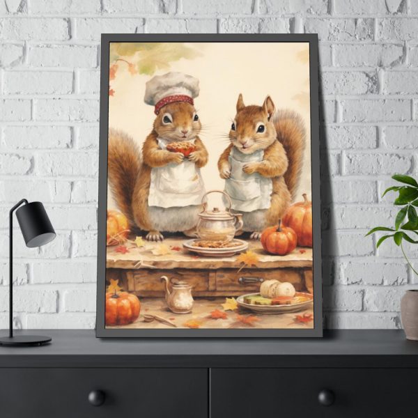 93830-123.jpg Autumn Fall Squirrels With Pumpkins Framed Poster