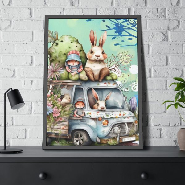 93830-127.jpg Easter Rabbits And Children Framed Poster