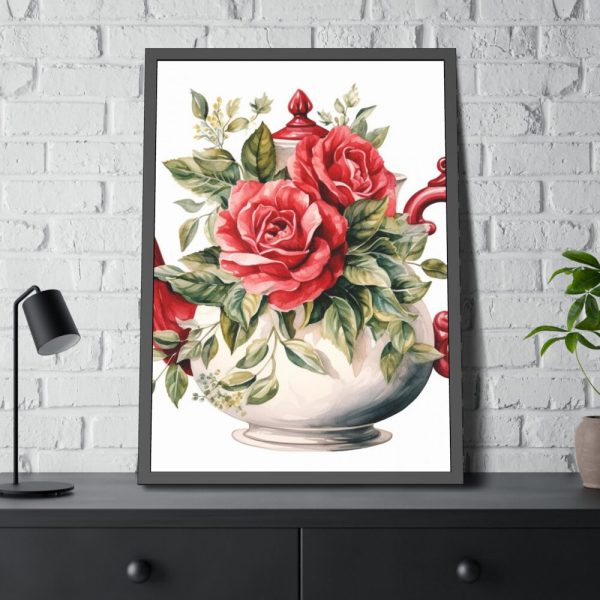 93830-159.jpg Floral Teapots Background Art Framed Poster