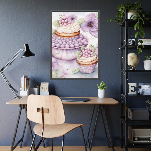 93830-166.jpg Frosted Cupcake With Fruit Topping Framed Poster