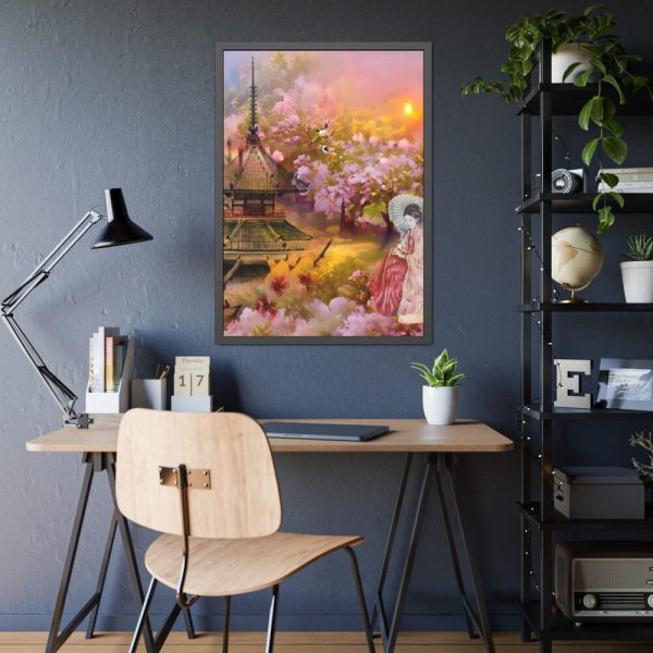 93830-2.jpg Nihon Kenchiku Within a Pink Flowers Framed Poster