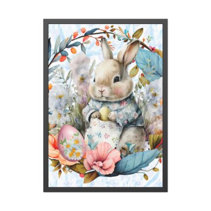 Baby Easter Bunny Wreath Framed Poster