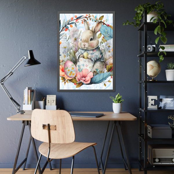 93830-262.jpg Baby Easter Bunny Wreath Framed Poster