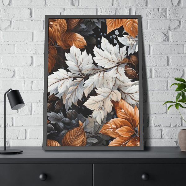 Winter Leaves Seamless Pattern Framed Poster