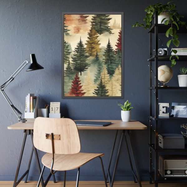 93830-278.jpg Christmas Trees Seamless Pattern Framed Poster