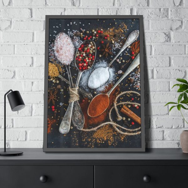 93830-291.jpg Different Spice, Seasonings in Spoon Framed Poster