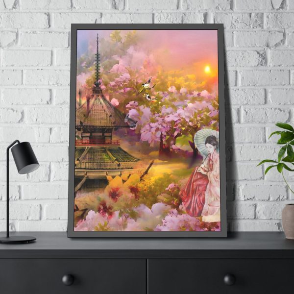 93830-3.jpg Nihon Kenchiku Within a Pink Flowers Framed Poster