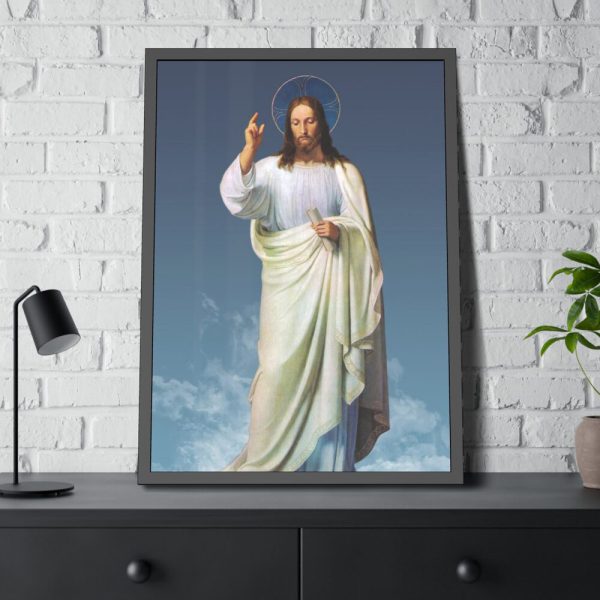 93830-327.jpg Jesus Christ in the Clouds Framed Poster