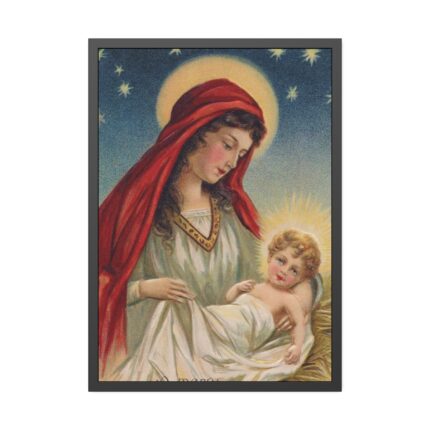 Vintage Christmas Jesus Mary Framed Poster