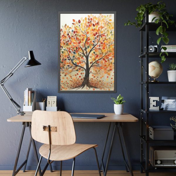 Autumn Leaves Tree Art Framed Poster