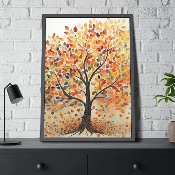Autumn Leaves Tree Art Framed Poster