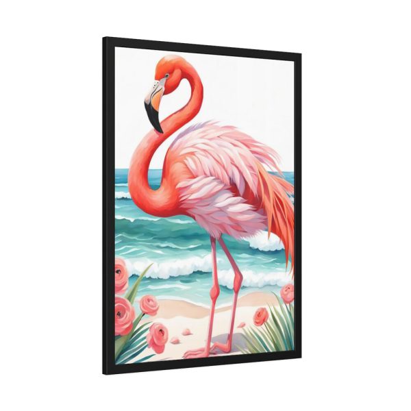 Flamingo On Tropical Beach Framed Poster
