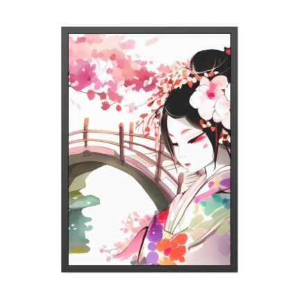 Japanese Garden Girl Character Framed Poster