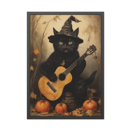 Black Cat Musician Poster Framed Poster