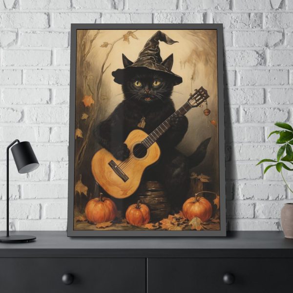 93830-75.jpg Black Cat Musician Poster Framed Poster